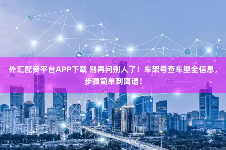 外汇配资平台APP下载 别再问别人了！车架号查车型全信息，步骤简单到离谱！